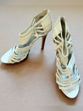 Y2K Gladiator Strappy High Heel Sandals women 8 flawed faux leather boho dressy